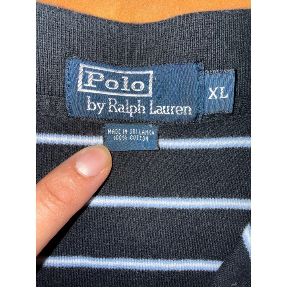 Polo Ralph Lauren Mens XL Black Striped Short Sleeve Cotton Polo Shirt